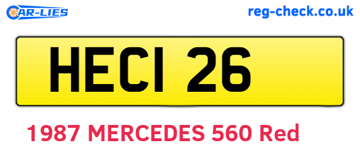 HEC126 are the vehicle registration plates.