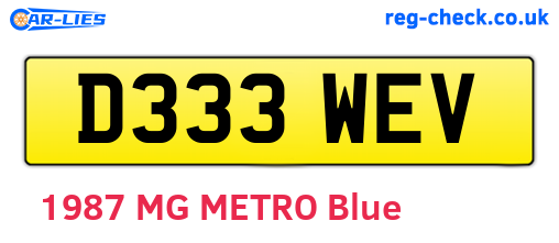 D333WEV are the vehicle registration plates.
