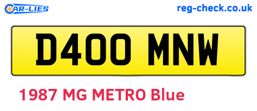 D400MNW are the vehicle registration plates.