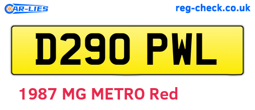 D290PWL are the vehicle registration plates.