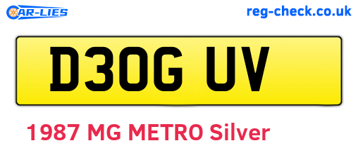 D30GUV are the vehicle registration plates.