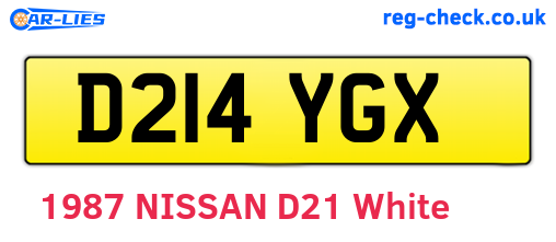 D214YGX are the vehicle registration plates.