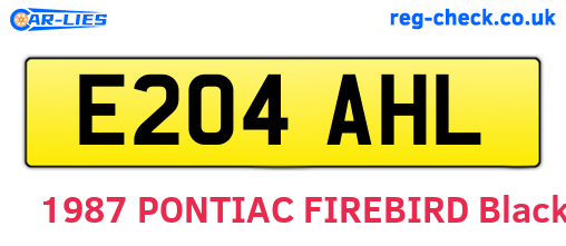 E204AHL are the vehicle registration plates.
