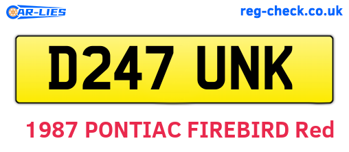 D247UNK are the vehicle registration plates.