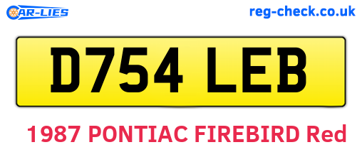 D754LEB are the vehicle registration plates.
