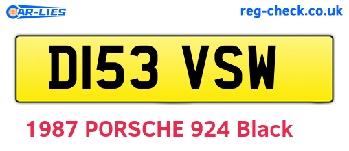 D153VSW are the vehicle registration plates.