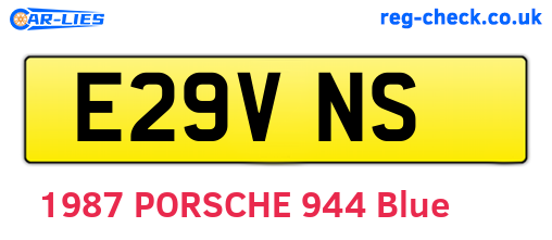 E29VNS are the vehicle registration plates.