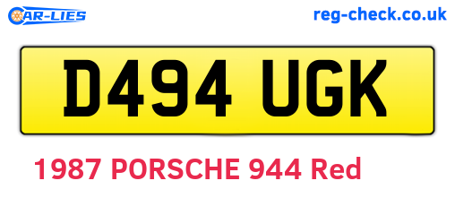 D494UGK are the vehicle registration plates.