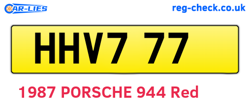 HHV777 are the vehicle registration plates.