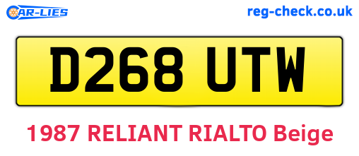 D268UTW are the vehicle registration plates.