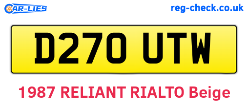 D270UTW are the vehicle registration plates.