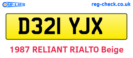 D321YJX are the vehicle registration plates.