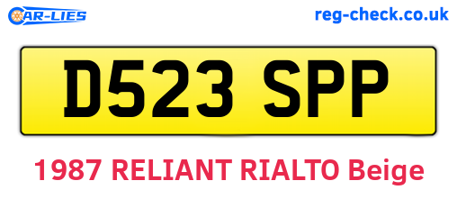 D523SPP are the vehicle registration plates.