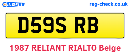 D59SRB are the vehicle registration plates.