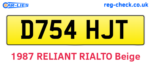 D754HJT are the vehicle registration plates.