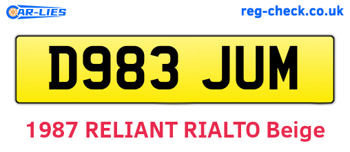 D983JUM are the vehicle registration plates.