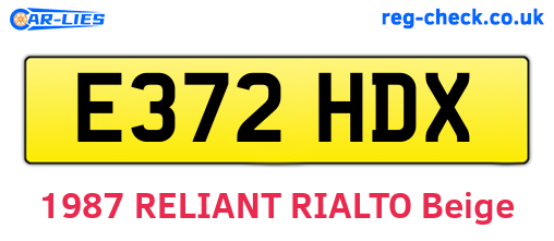 E372HDX are the vehicle registration plates.