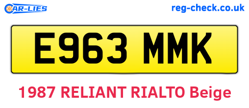 E963MMK are the vehicle registration plates.