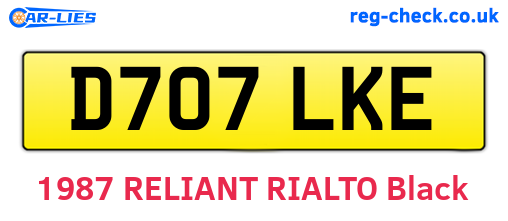 D707LKE are the vehicle registration plates.