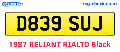 D839SUJ are the vehicle registration plates.