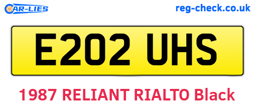 E202UHS are the vehicle registration plates.