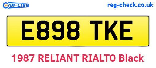 E898TKE are the vehicle registration plates.