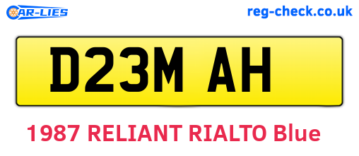D23MAH are the vehicle registration plates.