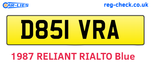 D851VRA are the vehicle registration plates.