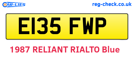E135FWP are the vehicle registration plates.