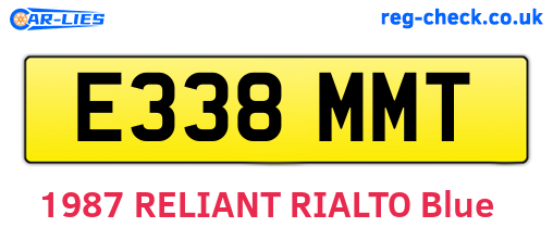 E338MMT are the vehicle registration plates.