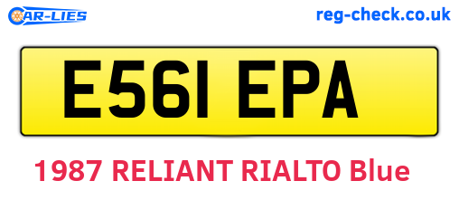 E561EPA are the vehicle registration plates.