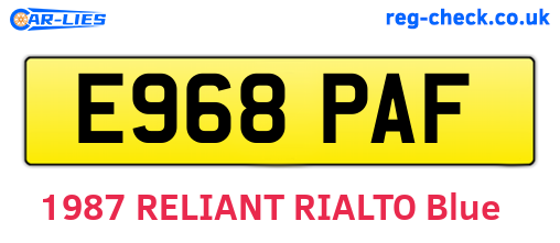 E968PAF are the vehicle registration plates.