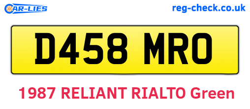 D458MRO are the vehicle registration plates.