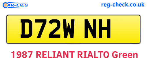 D72WNH are the vehicle registration plates.