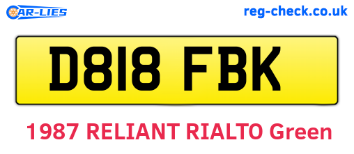 D818FBK are the vehicle registration plates.