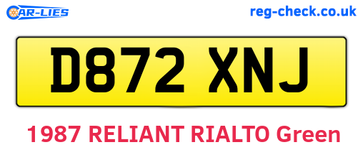 D872XNJ are the vehicle registration plates.