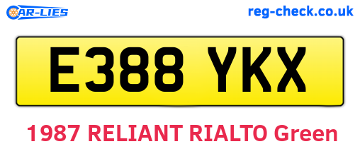 E388YKX are the vehicle registration plates.