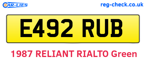 E492RUB are the vehicle registration plates.
