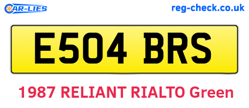 E504BRS are the vehicle registration plates.