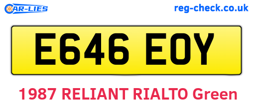 E646EOY are the vehicle registration plates.