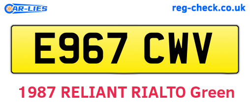 E967CWV are the vehicle registration plates.