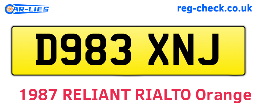 D983XNJ are the vehicle registration plates.