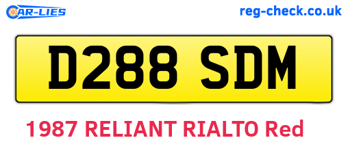 D288SDM are the vehicle registration plates.
