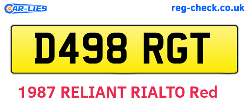 D498RGT are the vehicle registration plates.