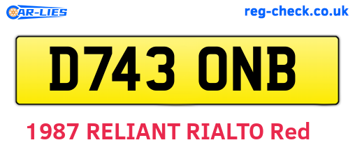 D743ONB are the vehicle registration plates.