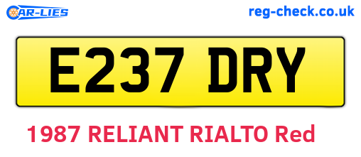 E237DRY are the vehicle registration plates.