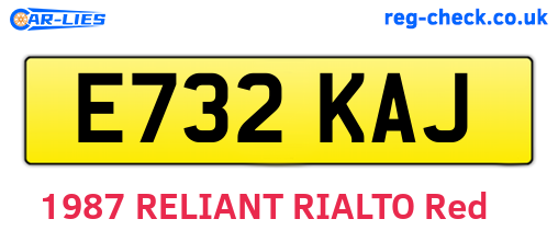 E732KAJ are the vehicle registration plates.