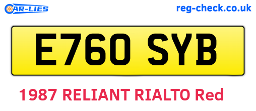 E760SYB are the vehicle registration plates.