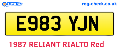 E983YJN are the vehicle registration plates.