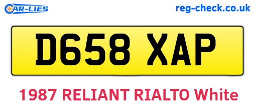 D658XAP are the vehicle registration plates.
